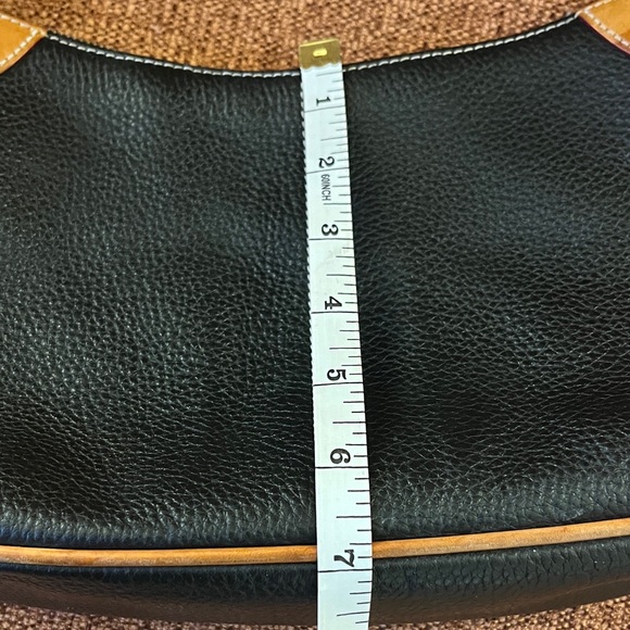 Dooney & Bourke Black and Brown Pebbled Leather Shoulder Bag Mini Hobo Classic - Picture 10 of 11
